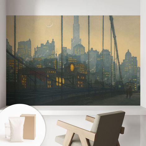 Papier peint intissé à motifs décoratifs pour salon chambre et bureau Décoration murale élégante avec colle Panorama du soir 104x70 cm (1/5)