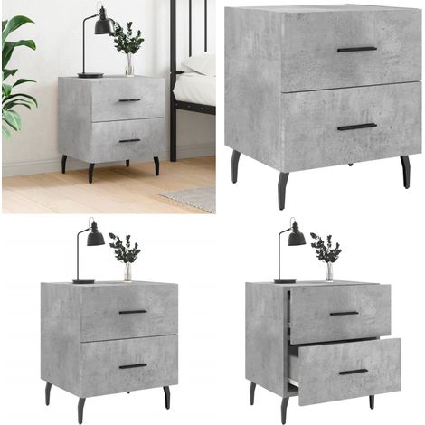 Table de chevet gris béton 40x35x47,5 cm bois d’ingénierie - Rangement chambre - Table de chevet gris béton (1/5)