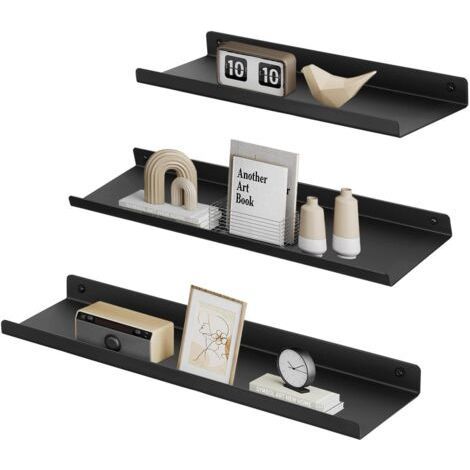 Metall-Wandregale – 3er-Set – Industrie-Stil, Schwarz – Tragkraft 5 kg – Für Wohnzimmer und Büro (1/5)
