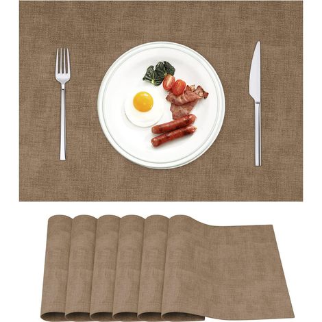 sets de table en résistant à la chaleur imperméables lavables PU faciles nettoyer antidérapants Lot de 6 Cuir (1/4)