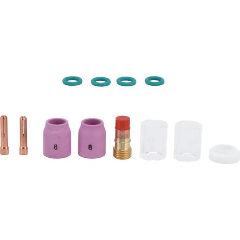Ensemble de 12 accessoires pour soudage TIG : buses en céramique, diffuseurs gazeux et brosses pour torches WP‑17/18/26