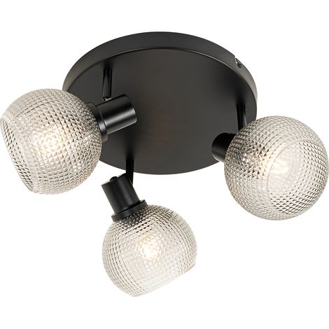 Design-Spot schwarz mit Rauchglas 3-flammig rund - Chico