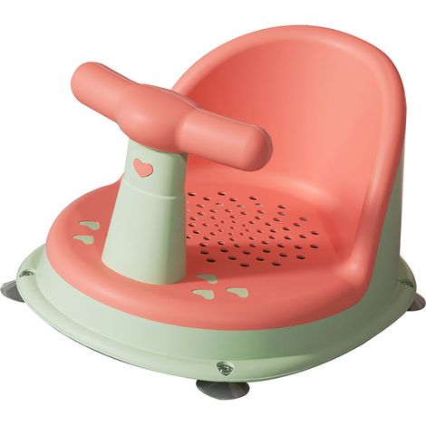 Siège de bain bébé réglable, ergonomique et antidérapant avec ventouses puissantes, orange (1/4)
