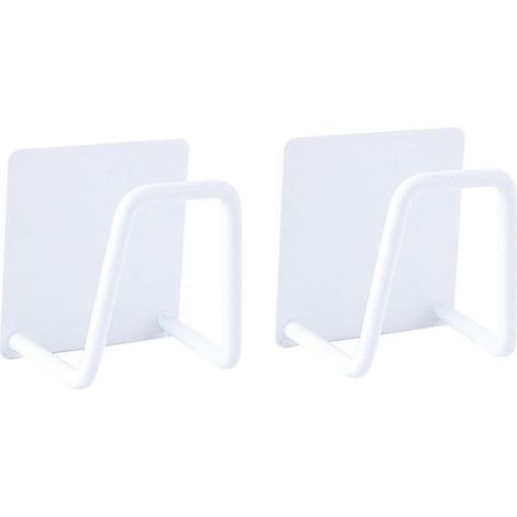 Lot de 2 porte-éponges autocollants pour la cuisine, fixation sans perçage, en acier inoxydable, antirouille et étanche, blanc (1/5)