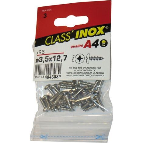 Vis Tôle Tfb Pozi Inox 3.9x31 - Vynex in German is:  Schraube Blech Tfb Pozi Edelstahl 3,9x31 - Vynex
