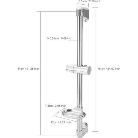 Support Pomme de Douche En Acier inoxydable Douchette Pommeau Barre Fixation HAN7 (1/3)