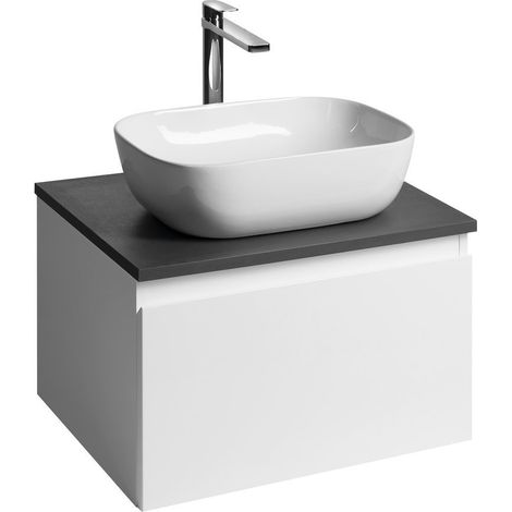 ALTAIR Meuble sous-vasque avec planche 58 cm, blanc/anthracite Schiefer (1/4)