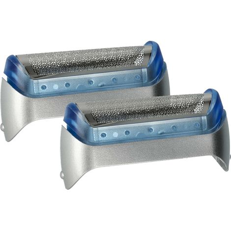 vhbw 2x Scherfolie kompatibel mit Braun 2778, 2838, 2775, 2776, 1735, 2338, 2675, 2828, 2615 Elektrorasierer + Rahmen, silber/blau