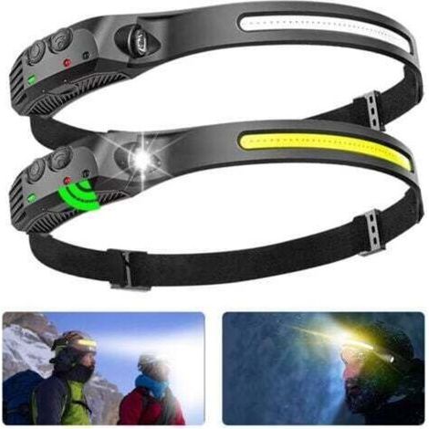 2 pcs LED Lampe Frontale USB Rechargeables Etanches COB XPE Lampe Torche Frontale avec Mode Capteur Intelligent pour La Pêche, Le Camping, Le Cyclisme, La Course à Pied (1/5)