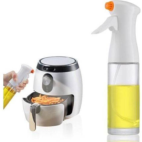 Spray Huile de Cuisine (230ML, Verre) Vaporisateur Huile d'olive, Pulvérisateur Huile de Cuisson Alimentaire(Blanc)