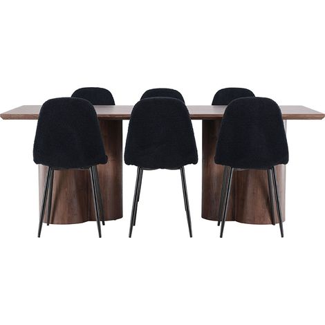 Olivia Essgruppe Tisch 100x210cm und 6 Teddy Stühle mocca.