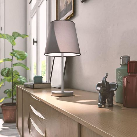1 lampe à poser, transparente, grise, diamètre 14 cm, hauteur 32 cm, abat-jour en tissu 832401500000 (1/4)