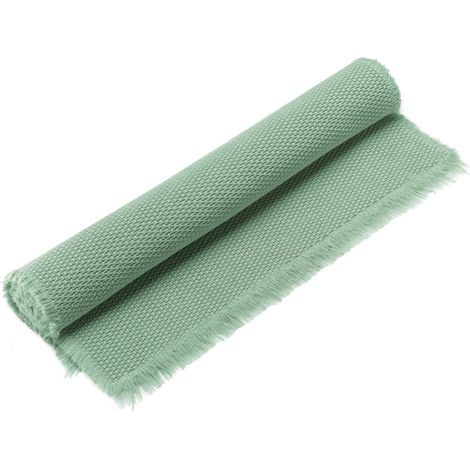 Tapis de bain Opaline 54 x 64 cm, sortie de douche en coton à franges et grain de riz - PANGIVO (1/2)