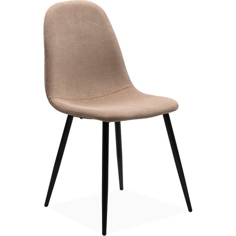 Lot de 4 chaises 44,5x52x84,5 cm en velours côtelé beige (1/5)