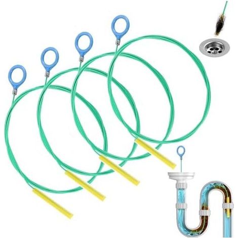 4-teiliges Abflussreinigungsbürsten-Set aus Metall, 90 cm Abflussspirale, professionelles, flexibles Reinigungswerkzeug für Spülbecken und Rohre (1/5)