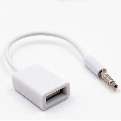 Adaptador convertidor de cable de audio AUX de 3,5 mm (macho de 4 polos) a USB (hembra) para dispositivos con entrada de audio AUX