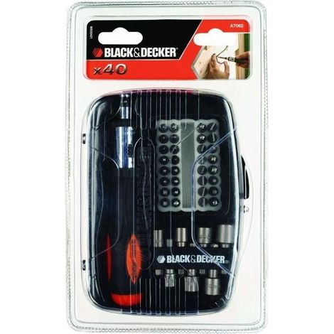 Set 40 pezzi con cricchetto accessori a7062 set fai da te black+decker