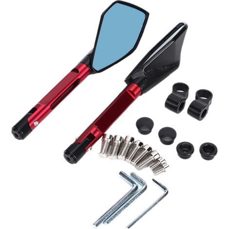 Rétroviseur Moto 1 Paire - Miroir Arrière Accessoires de Personnalisation Moto Rouge (1/5)