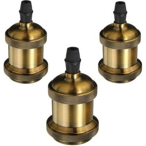 3 Pack Douille Vintage E27 en Cuivre Céramique - Lustre Rétro Sans Fil (1/4)
