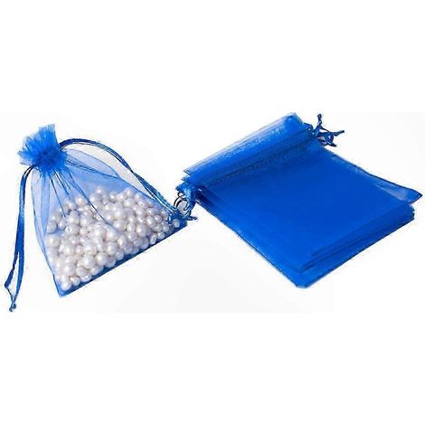 100 blaue Organzabeutel mit Lavendelduft, Geschenk- und Schmuckbeutel 7x9cm, ideal für Süßigkeiten, Hochzeiten, Gastgeschenke (1/4)
