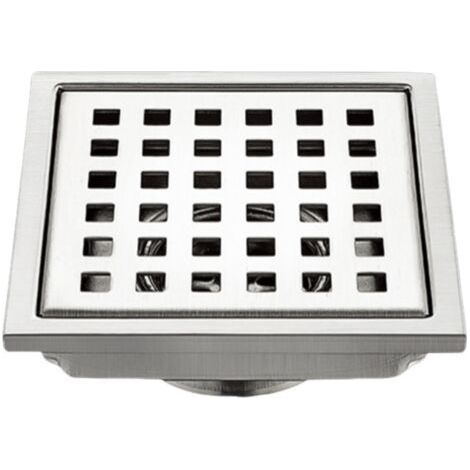 12x12cm Outdoor Floor Drain in 304 Stainless Steel – Shower Drain with Scent Stop – Removable Hair Strainer – Silver-12 (1/5)