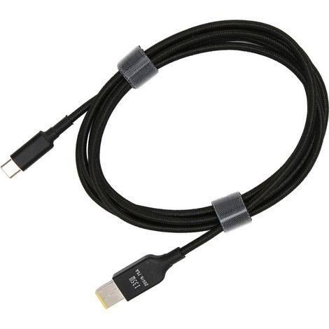 USB-C-auf-Rechteckstecker-Ladekabel, unterstützt 135 W Ausgangsleistung, geeignet für ThinkPad-Laptops, nylonummanteltes Kabel, eingebauter Smart-Chip, Spitzen aus Aluminiumlegierung, extrem langlebig