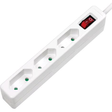 Multipresa con 3 prese Euro, interruttore LogiLink, 1,5 m, bianca, compatta, IP20, CEE 7/16