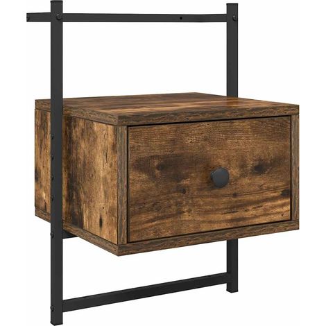 Maison Exclusive - Mesita de noche de pared roble ahumado 35x30x5