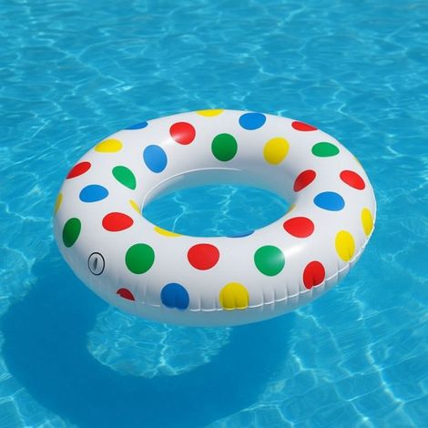 Bouée Gonflable Géante Ronde à Pois 91cm Mulitcolore pour Enfants et Adultes Piscine ou Plage (1/3)