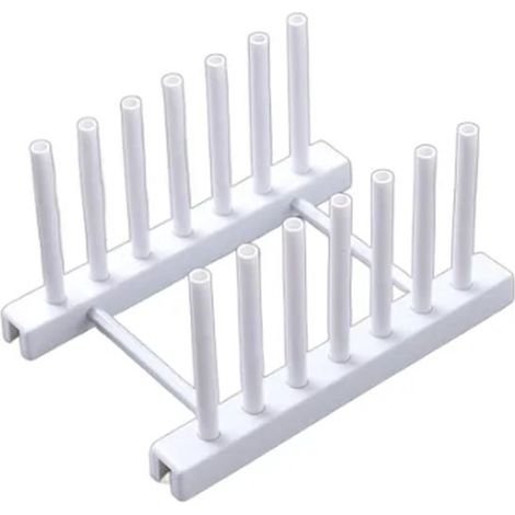 Égouttoir à vaisselle - Blanc - Tapis égouttoir - Idéal pour la Cuisine et le camping - 17 x 12 x 9,5 cm - Plastique - Organiseur pour couvercles de casseroles (1/4)
