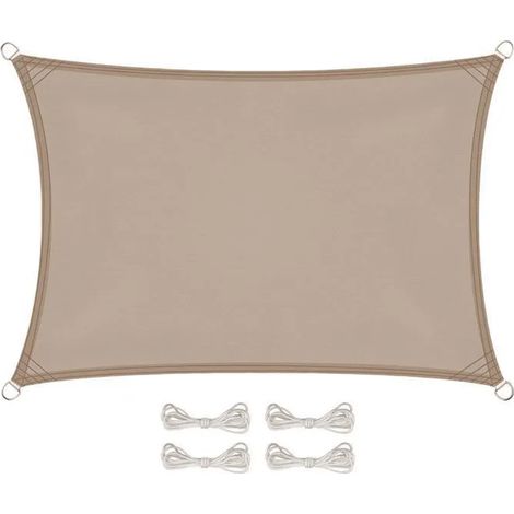 Voile d'ombrage rectangulaire imperméable et anti-UV - 3 x 5 m - Taupe - Linxor (1/5)
