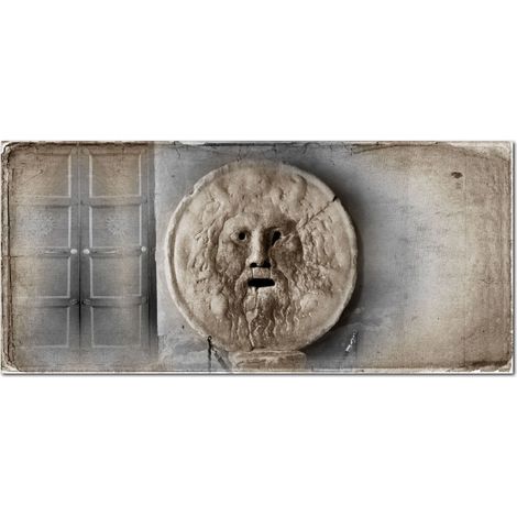 Lupia - Quadro moderno su Tela Canvas DEEP 65X143 cm, con paesaggi e localismi italiani, per casa, soggiorno, capezzale camera da letto, hotel, ufficio, ROMA - BOCCA DELLA VERITa' MIX (1/3)