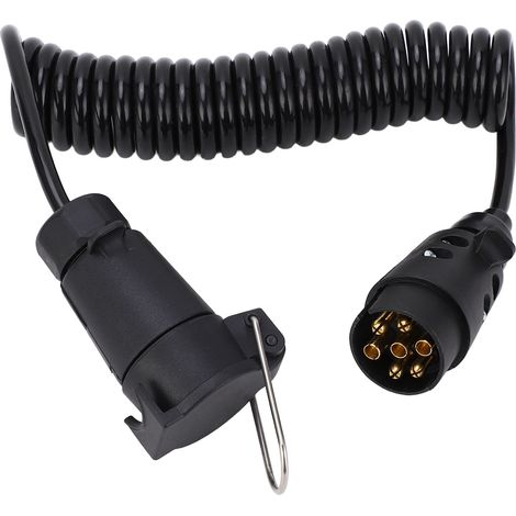 aqxreight Anhängersteckerkabel, 12V 24V Anhängersteckerkabel, 7 TPU-Kerne, Federzug, Spiralkabel, Stabile Signalübertragung für Wohnmobile und Pkw.