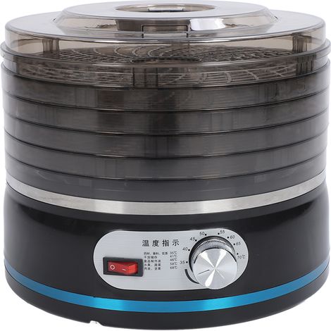 Déshydrateur alimentaire noir 5 plateaux PP PS température réglable séchoir polyvalent pour fruits légumes viande bœuf prise UE 220V‑240V (1/5)
