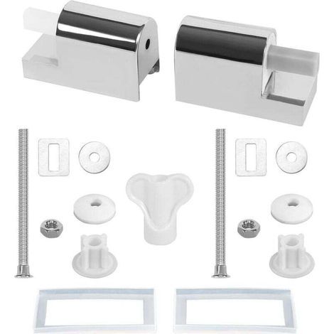 Toilet Seat Fixing Kit, Pack of 2 Universal Toilet Seat Hinges, Soft Close Toilet Seat Hinges Replacement Fixing Kit (1/4)
