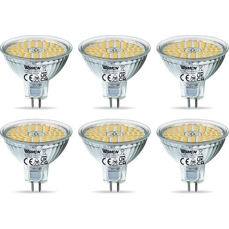 Ampoule LED GU5.3 MR16 6 W 4000 K blanc neutre, équivalent halogène 50 W, 485 lm, faisceau large 120°, 12 V AC/DC, non dimmable, lot de 6 (1/5)