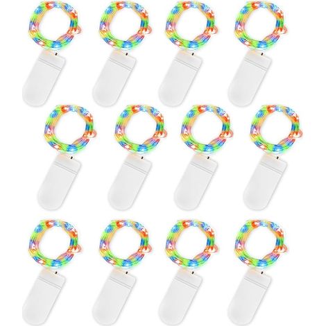 VUSZR LED Mini Lichterkette mit Batterie, 12x20er Micro Lichterkette außen Batterie, 2M DIY kleine Lichterketten Wasserdicht für Party Hochzeit Weihnachten Beleuchtung Deko (Mehrfarbig, 12 Pack) (1/5)
