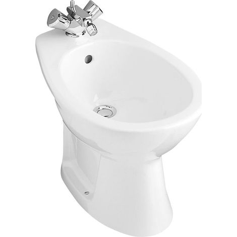 Villeroy & Boch – Bidet sur pied céramique blanc VOLTA – Hauteur 390 mm – Pré-perçage robinetterie – Forme arrondie – Pour espaces confinés