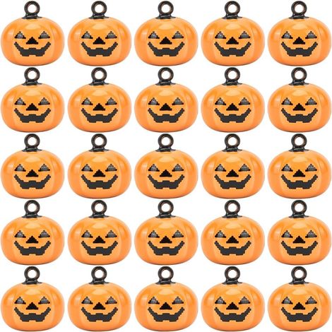 20 Mini-Halloween-Kürbis-Glöckchenperlen, Messinggesicht, dekorative Ornamente, Schmuckherstellungs-Anhänger (1/5)