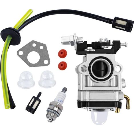 Carburador para desbrozadoras de 52 cc, 49 cc y 43 cc. Kit con junta, manguera, bujía y filtro de combustible. Carburador para desbrozadoras y cortacéspedes. (1/3)
