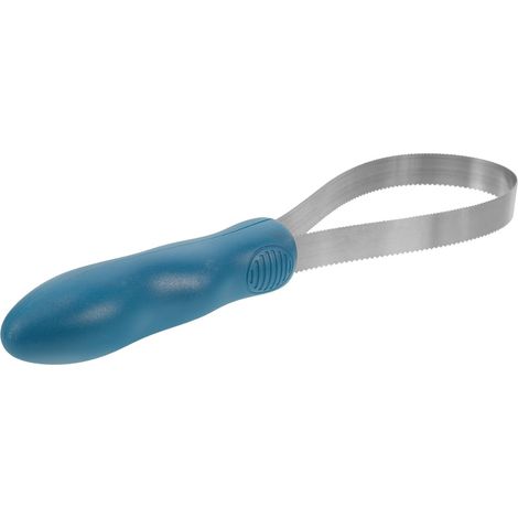 Brosse en Acier Inoxydable pour Chevaux Dents Dentelées, Outil de Toilettage pour Enlever les Poils et Soulager les Démangeaisons, Manche en Pvc Bleu (1/5)