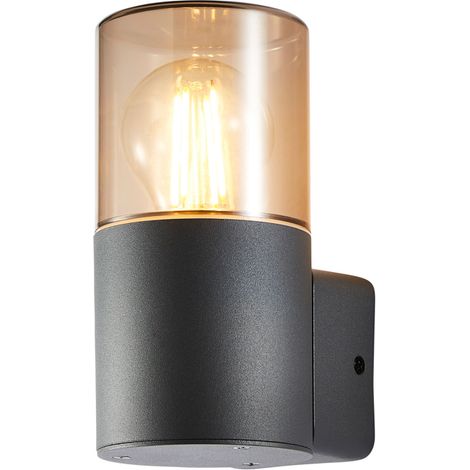 Litecraft Tegan 1 Light Outdoor Round Up Wall Light IP44 Rated E27 - Anthracite (1/5)