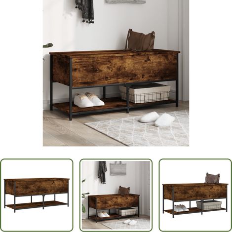 vidaXL Holzbank - Sitzbank mit Stauraum Räuchereiche 100x42,5x47 cm Holzwerkstoff (1/5)