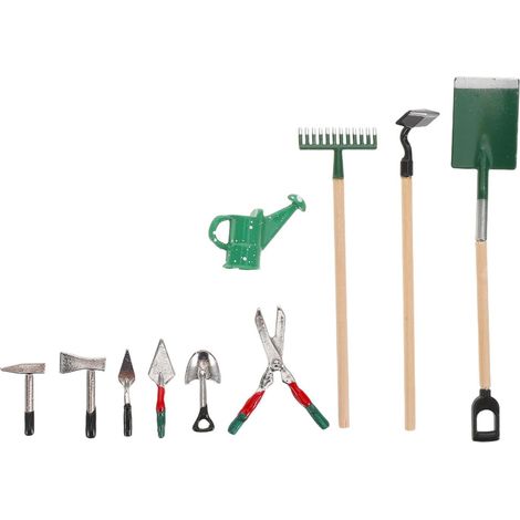 Outils Jardinage Miniatures Kit Accessoires Décoration Maison Poupée avec Mini Râteau Bêche pour Scènes Extérieures (1/5)