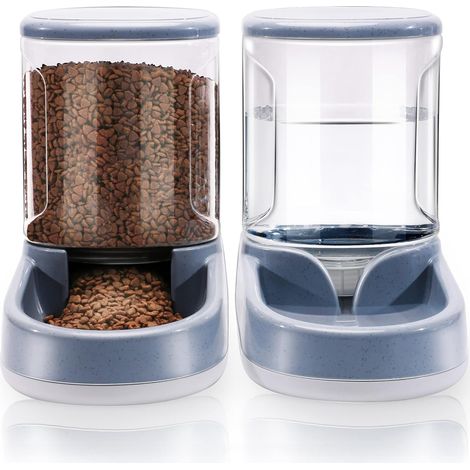Distributore d'acqua 2 in 1 per animali domestici e distributore automatico di cibo per cani e gatti di piccola e media taglia, 3,8 L (1/5)