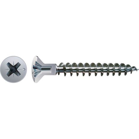 SPAX Universalschraube mit Kopfbohrung, 4,5 x 35 mm, 100 Stück, Vollgewinde, Senkkopf, Kreuzschlitz Z2, S-Spitze - 4271010450357