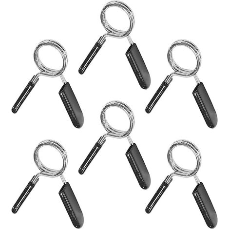 Pinces à ressorts pour poids haltères - Barre de musculation - 6 pièces - Noir (1/5)