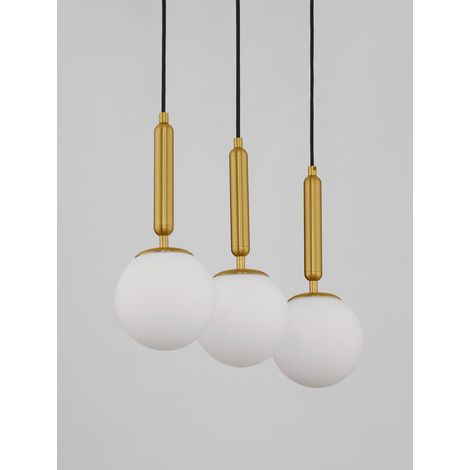 Lampada a sospensione Nova Luce Monet 3 luci vetro dorato L 15 cm E27 altezza 155 cm dimmerabile per cucina rif. 9080126 (1/5)