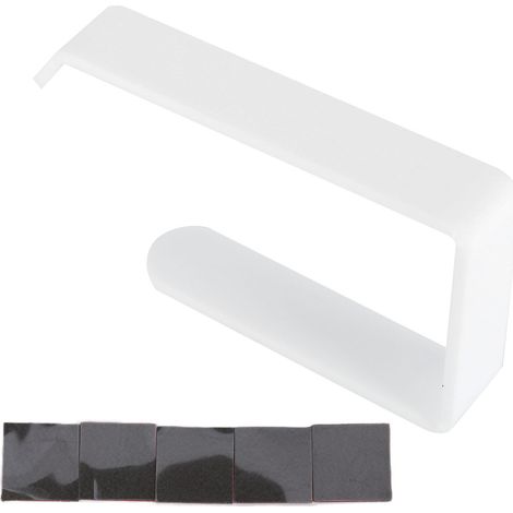 Porte-rouleau de papier toilette mural en acrylique blanc, sans perçage, pour salle de bain et cuisine. (1/5)