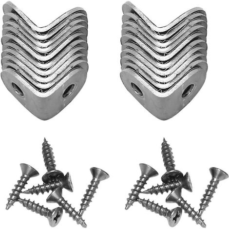 Lot de 20 équerres d'angle en acier inoxydablefixations en L argentées (1/5)